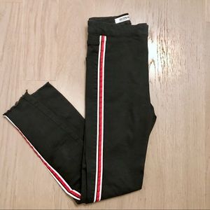 Zara High Waisted Black Jeans with Varsity Stripe